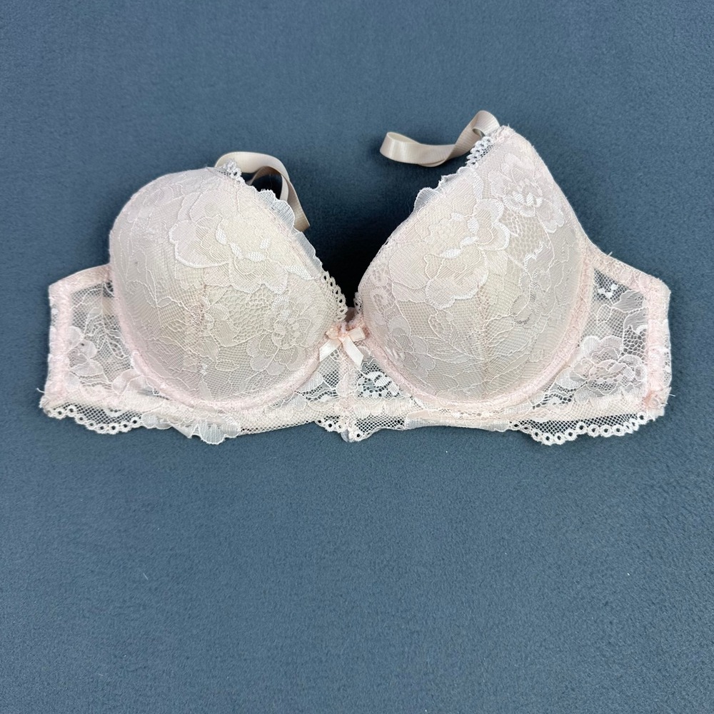 B.Luxe Pink Floral Lace Underwire Bra Adjustable Straps 36B Style 4705-36